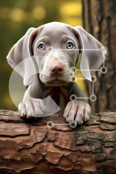 Σετ των 2 Intra Συλλεκτικό Ξύλινο Παζλ Plywood  4mm - Αξιολάτρευτη εικόνα ενός μικρού γκρίζου κουταβιού σε ένα δάσος Σε Ξύλινο Κουτί - Διαστάσεις: 10x10 cm – 25 κομμάτια