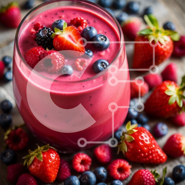 Σετ των 2 Intra Συλλεκτικό Ξύλινο Παζλ Plywood  4mm - Νόστιμο ροζ Smoothie με φρέσκα μούρα και φρούτα Σε Ξύλινο Κουτί - Διαστάσεις: 10x10 cm – 25 κομμάτια