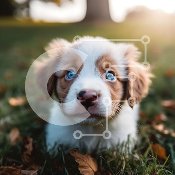 Intra Συλλεκτικό Ξύλινο Παζλ Plywood  4mm - Χαριτωμένο κουτάβι που κάθεται στο γρασίδι Σε Ξύλινο Κουτί - Διαστάσεις: 10x10 cm – 25 κομμάτια