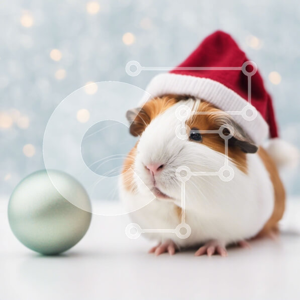 Intra Συλλεκτικό Ξύλινο Παζλ Plywood  4mm - Χαριτωμένο ινδικό χοιρίδιο με καπέλο Άγιου Βασίλη και ασημένια μπάλα Σε Ξύλινο Κουτί - Διαστάσεις: 10x10 cm – 25 κομμάτια