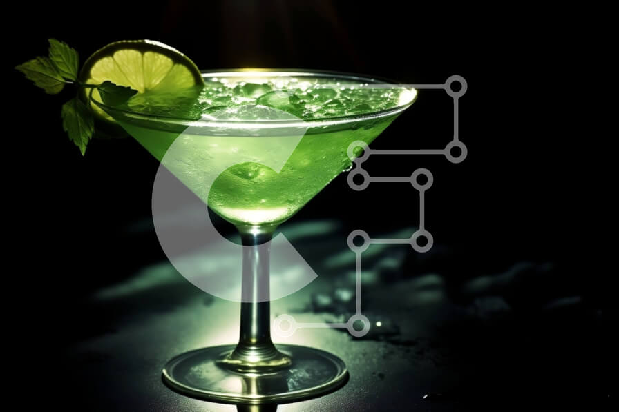 Σετ των 2 Intra Συλλεκτικό Ξύλινο Παζλ Plywood  4mm - Δροσιστικό πράσινο κοκτέιλ με λάιμ σε ποτήρι Martini Σε Ξύλινο Κουτί - Διαστάσεις: 10x10 cm – 25 κομμάτια