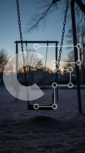 Intra Συλλεκτικό Ξύλινο Παζλ Plywood  4mm - Κενή κούνια σε μια παιδική χαρά Σε Ξύλινο Κουτί - Διαστάσεις Puzzle: 10x10 cm – 25 κομμάτια