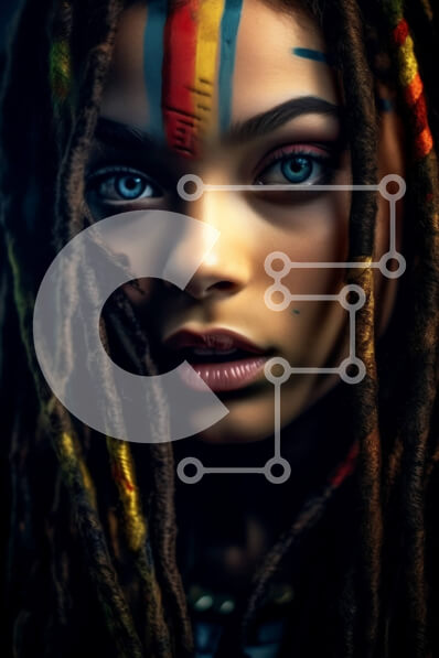 Intra Συλλεκτικό Ξύλινο Παζλ Plywood  4mm - Εκπληκτικό πορτρέτο μιας γυναίκας με πολύχρωμο μακιγιάζ και dreadlocks Σε Ξύλινο Κουτί - Διαστάσεις Puzzle: 10x10 cm – 25 κομμάτια