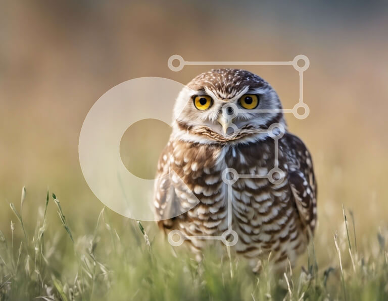 Σετ των 2 Intra Συλλεκτικό Ξύλινο Παζλ Plywood  4mm - Χαριτωμένη κουκουβάγια σε ένα χωράφι με ψηλό γρασίδι Σε Ξύλινο Κουτί - Διαστάσεις: 10x10 cm – 25 κομμάτια