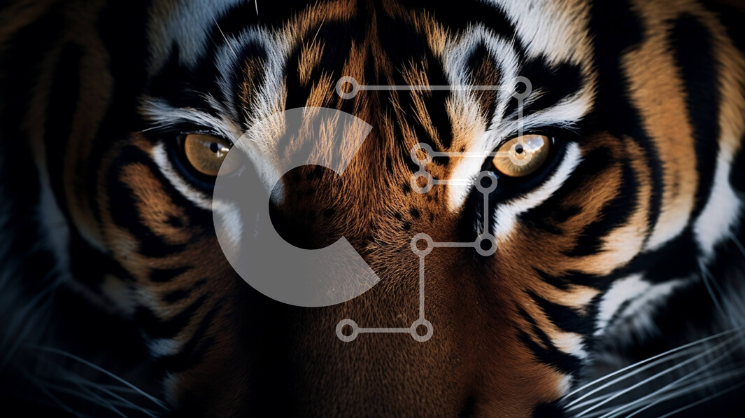 Intra Συλλεκτικό Ξύλινο Παζλ Plywood  4mm - Κοντινό πλάνο του προσώπου μιας τίγρης Σε Ξύλινο Κουτί - Διαστάσεις: 10x10 cm – 25 κομμάτια