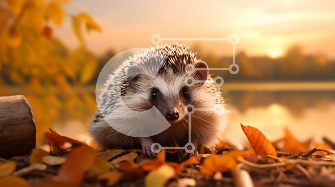 Σετ των 2 Intra Συλλεκτικό Ξύλινο Παζλ Plywood  4mm - Αξιολάτρευτη εικόνα ενός σκαντζόχοιρου σε ένα φθινοπωρινό δάσος Σε Ξύλινο Κουτί - Διαστάσεις: 10x10 cm – 25 κομμάτια