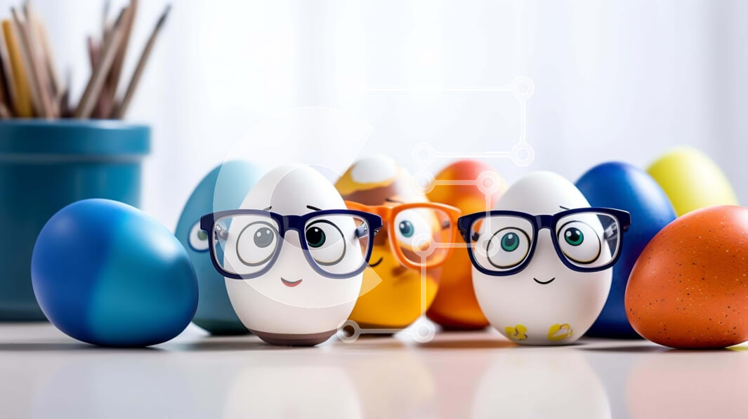 Intra Συλλεκτικό Ξύλινο Παζλ Plywood  4mm - Πολύχρωμα Πασχαλινά αυγά με ποτήρια και μολύβια Σε Ξύλινο Κουτί - Διαστάσεις: 10x10 cm – 25 κομμάτια