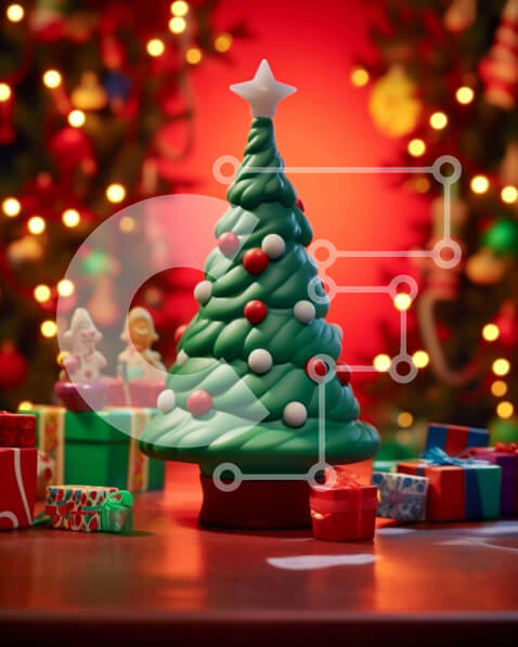 Intra Συλλεκτικό Ξύλινο Παζλ Plywood  4mm - Πράσινο χριστουγεννιάτικο δέντρο με δώρα και στολίδια Σε Ξύλινο Κουτί - Διαστάσεις: 10x10 cm – 25 κομμάτια