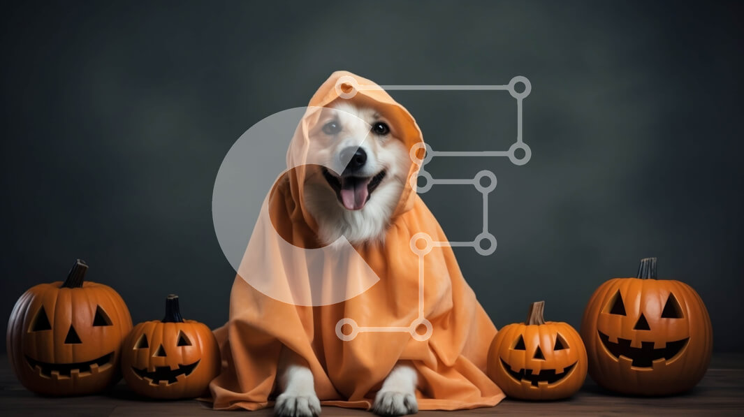 Σετ των 2 Intra Συλλεκτικό Ξύλινο Παζλ Plywood  4mm - Αποκριάτικη στολή σκύλου με κολοκύθες Σε Ξύλινο Κουτί - Διαστάσεις: 10x10 cm – 25 κομμάτια