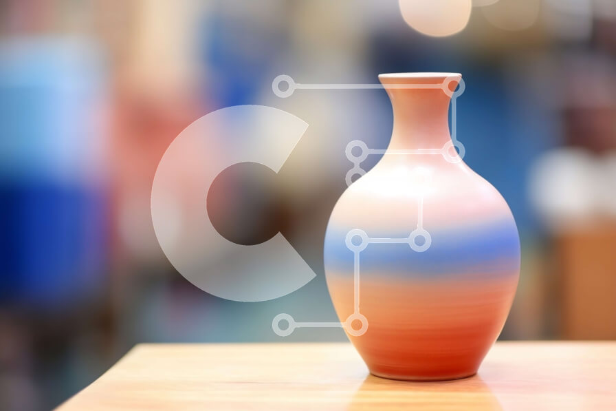 Intra Συλλεκτικό Ξύλινο Παζλ Plywood  4mm - Πολύχρωμο βάζο σε ξύλινο τραπέζι σε γκαλερί τέχνης ή στούντιο κεραμικής Σε Ξύλινο Κουτί - Διαστάσεις Puzzle: 10x10 cm – 25 κομμάτια