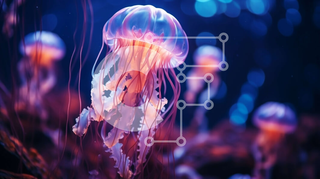 Intra Συλλεκτικό Ξύλινο Παζλ Plywood  4mm - Νυχτερινή μέδουσα στον ωκεανό Σε Ξύλινο Κουτί - Διαστάσεις: 10x10 cm – 25 κομμάτια