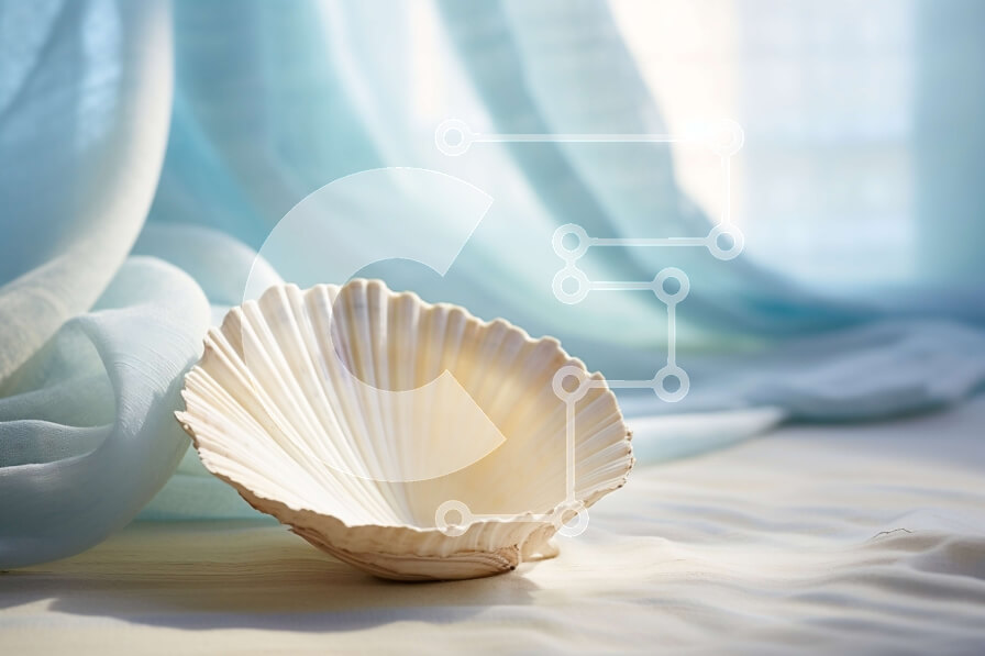 Intra Συλλεκτικό Ξύλινο Παζλ Plywood  4mm - Όμορφη εικόνα ενός λευκού κοχυλιού σε ένα σεντόνι Σε Ξύλινο Κουτί - Διαστάσεις: 10x10 cm – 25 κομμάτια