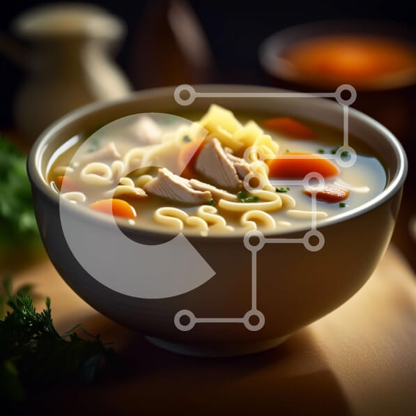 Σετ των 2 Intra Συλλεκτικό Ξύλινο Παζλ Plywood  4mm - Νόστιμη σούπα με νουντλς κοτόπουλου με φρέσκα λαχανικά και βότανα Σε Ξύλινο Κουτί - Διαστάσεις: 10x10 cm – 25 κομμάτια