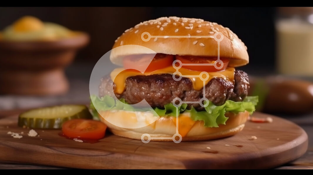 Σετ των 2 Intra Συλλεκτικό Ξύλινο Παζλ Plywood  4mm - Λαχταριστό Cheeseburger με μαρούλι, ντομάτα και τουρσί Σε Ξύλινο Κουτί - Διαστάσεις: 10x10 cm – 25 κομμάτια