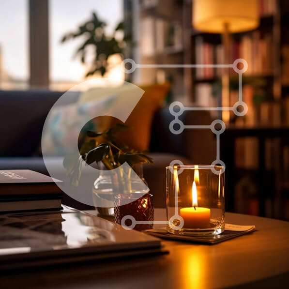 Intra Συλλεκτικό Ξύλινο Παζλ Plywood  4mm - Ζεστό και φιλόξενο σαλόνι με αναμμένο κερί και βιβλία Σε Ξύλινο Κουτί - Διαστάσεις Puzzle: 10x10 cm – 25 κομμάτια