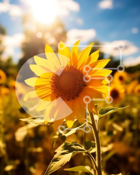 Intra Συλλεκτικό Ξύλινο Παζλ Plywood  4mm - Εκπληκτική εικόνα ενός ηλίανθου στο ηλιοβασίλεμα Σε Ξύλινο Κουτί - Διαστάσεις: 10x10 cm – 25 κομμάτια