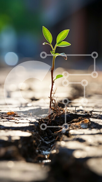 Σετ των 2 Intra Συλλεκτικό Ξύλινο Παζλ Plywood  4mm - Puzzle 10x10 cm – 25 κομμ με θεμα  Nature-Φύση's Resilience: Ένα μικρό φυτό που ευδοκιμεί στα πιο απίθανα μέρη Σε Ξύλινο Κουτί - Διαστάσεις: 10x10 cm – 25 κομμάτια