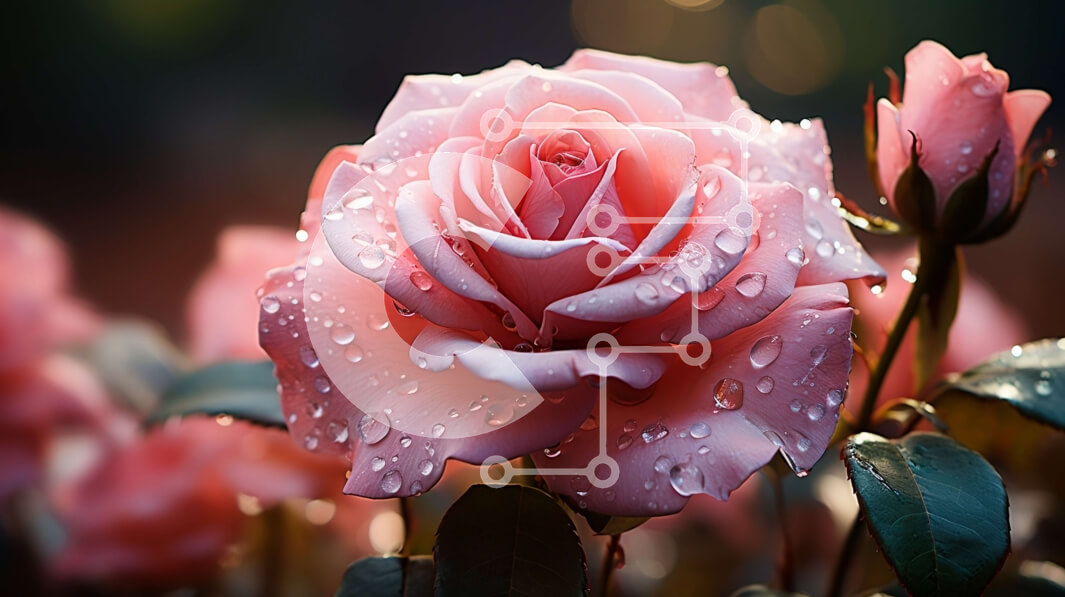 Intra Συλλεκτικό Ξύλινο Παζλ Plywood  4mm - Όμορφη εικόνα ενός ροζ τριαντάφυλλου με σταγονίδια δροσιάς Σε Ξύλινο Κουτί - Διαστάσεις: 10x10 cm – 25 κομμάτια