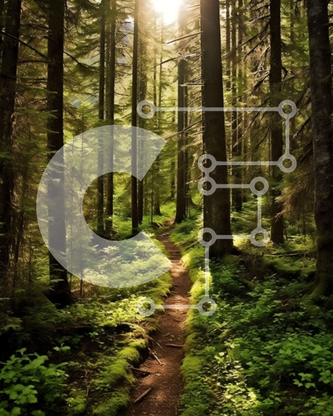 Σετ των 2 Intra Συλλεκτικό Ξύλινο Παζλ Plywood  4mm - Ήσυχο μονοπάτι πεζοπορίας στο καταπράσινο δάσος με πράσινα βρύα και φτέρες Σε Ξύλινο Κουτί - Διαστάσεις: 10x10 cm – 25 κομμάτια