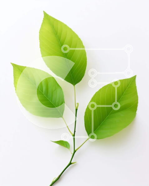 Intra Συλλεκτικό Ξύλινο Παζλ Plywood  4mm - Τρία πράσινα φύλλα σε άσπρο φόντο Σε Ξύλινο Κουτί - Διαστάσεις: 10x10 cm – 25 κομμάτια