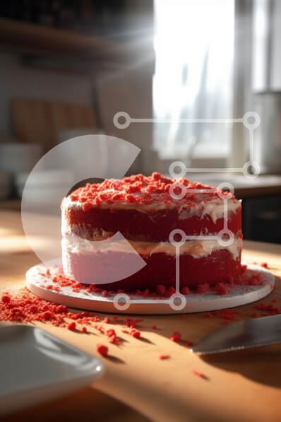 Σετ των 2 Intra Συλλεκτικό Ξύλινο Παζλ Plywood  4mm - Νόστιμο κέικ Red Velvet με κρέμα τυριού και ζάχαρη άχνη Σε Ξύλινο Κουτί - Διαστάσεις: 10x10 cm – 25 κομμάτια