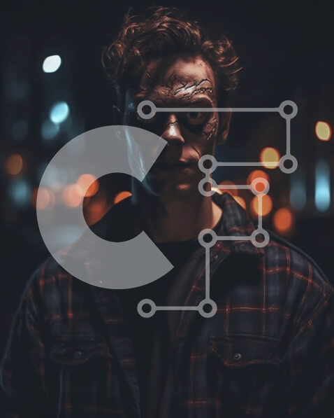 Intra Συλλεκτικό Ξύλινο Παζλ Plywood  4mm - Μυστηριώδης εικόνα ενός νεαρού άνδρα που στέκεται μόνος στο σκοτάδι Σε Ξύλινο Κουτί - Διαστάσεις Puzzle: 10x10 cm – 25 κομμάτια