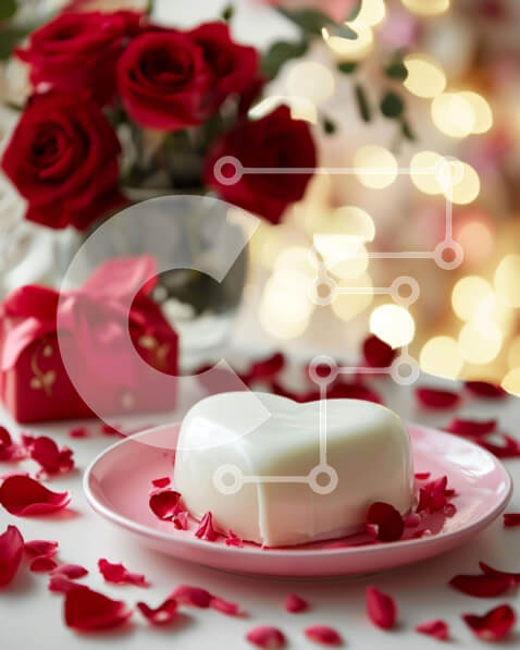 Intra Συλλεκτικό Ξύλινο Παζλ Plywood  4mm - Ρομαντικό κέικ σε σχήμα καρδιάς με τριαντάφυλλα και κεριά Σε Ξύλινο Κουτί - Διαστάσεις: 10x10 cm – 25 κομμάτια