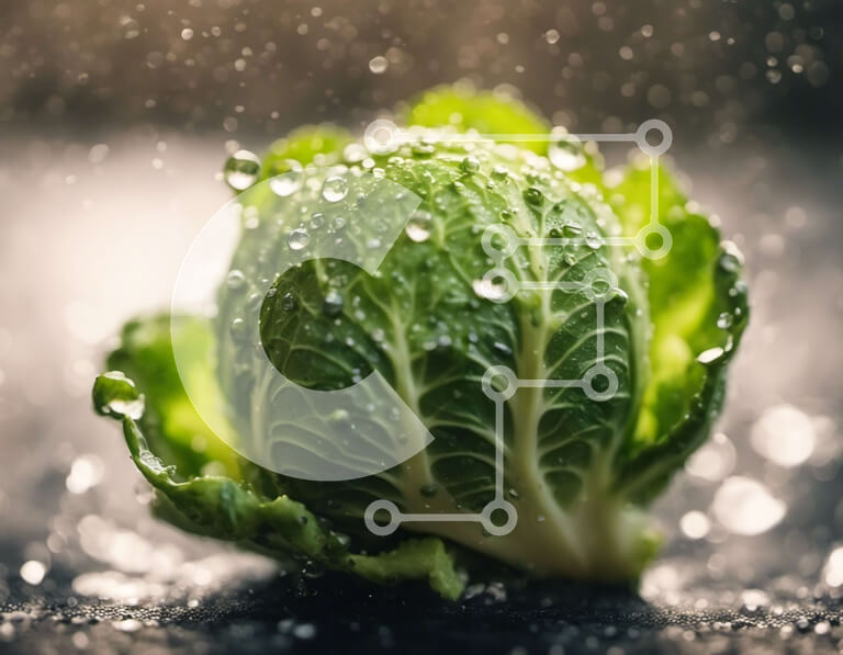 Σετ των 2 Intra Συλλεκτικό Ξύλινο Παζλ Plywood  4mm - Φρέσκο ​​πράσινο λάχανο με σταγονίδια νερού Σε Ξύλινο Κουτί - Διαστάσεις: 10x10 cm – 25 κομμάτια