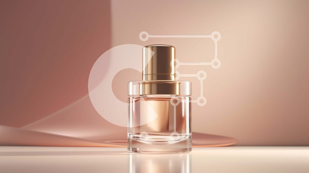 Intra Συλλεκτικό Ξύλινο Παζλ Plywood  4mm - Ροζ μπουκάλι αρώματος σε ροζ φόντο Σε Ξύλινο Κουτί - Διαστάσεις Puzzle: 10x10 cm – 25 κομμάτια