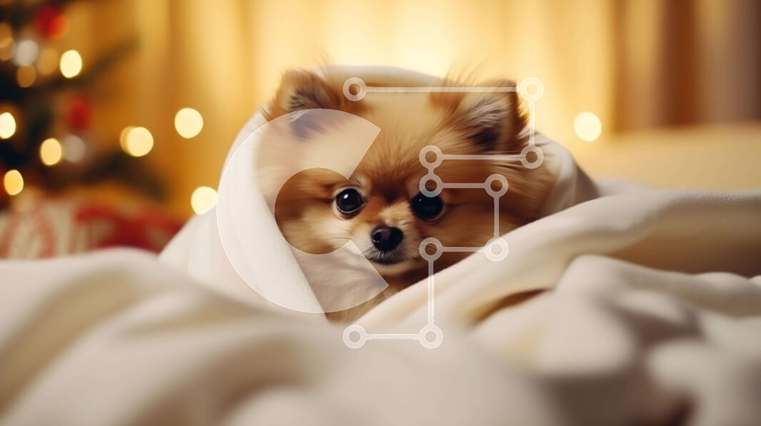 Σετ των 2 Intra Συλλεκτικό Ξύλινο Παζλ Plywood  4mm - Χαριτωμένο σκυλί Pomeranian που κοιμάται στο κρεβάτι Σε Ξύλινο Κουτί - Διαστάσεις: 10x10 cm – 25 κομμάτια