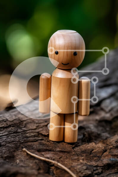 Intra Συλλεκτικό Ξύλινο Παζλ Plywood  4mm - Ξύλινη φιγούρα παιχνιδιού που στέκεται σε έναν κορμό δέντρου Σε Ξύλινο Κουτί - Διαστάσεις: 10x10 cm – 25 κομμάτια