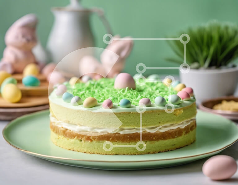 Intra Συλλεκτικό Ξύλινο Παζλ Plywood  4mm - Πασχαλινό κέικ με παγωτό και διακοσμητικά σε παστέλ χρώμα Σε Ξύλινο Κουτί - Διαστάσεις: 10x10 cm – 25 κομμάτια