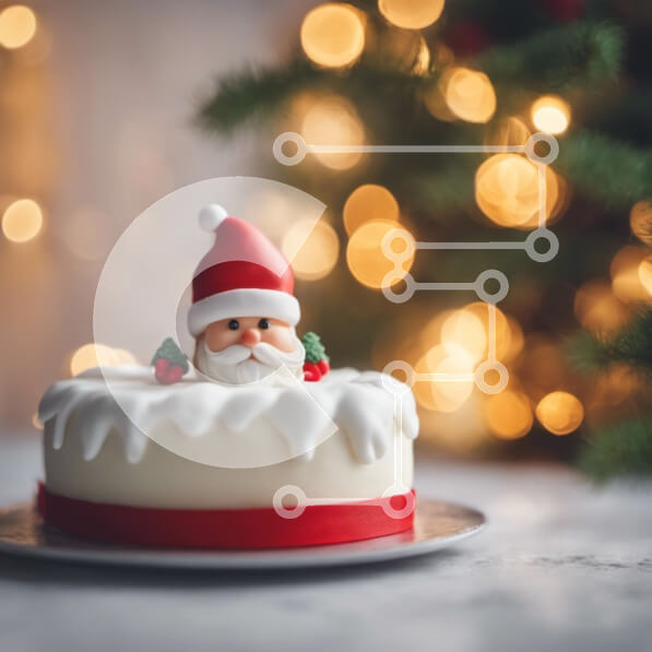 Intra Συλλεκτικό Ξύλινο Παζλ Plywood  4mm - Εορταστική τούρτα Άγιου Βασίλη με κόκκινα, λευκά και πράσινα στολίδια Σε Ξύλινο Κουτί - Διαστάσεις: 10x10 cm – 25 κομμάτια