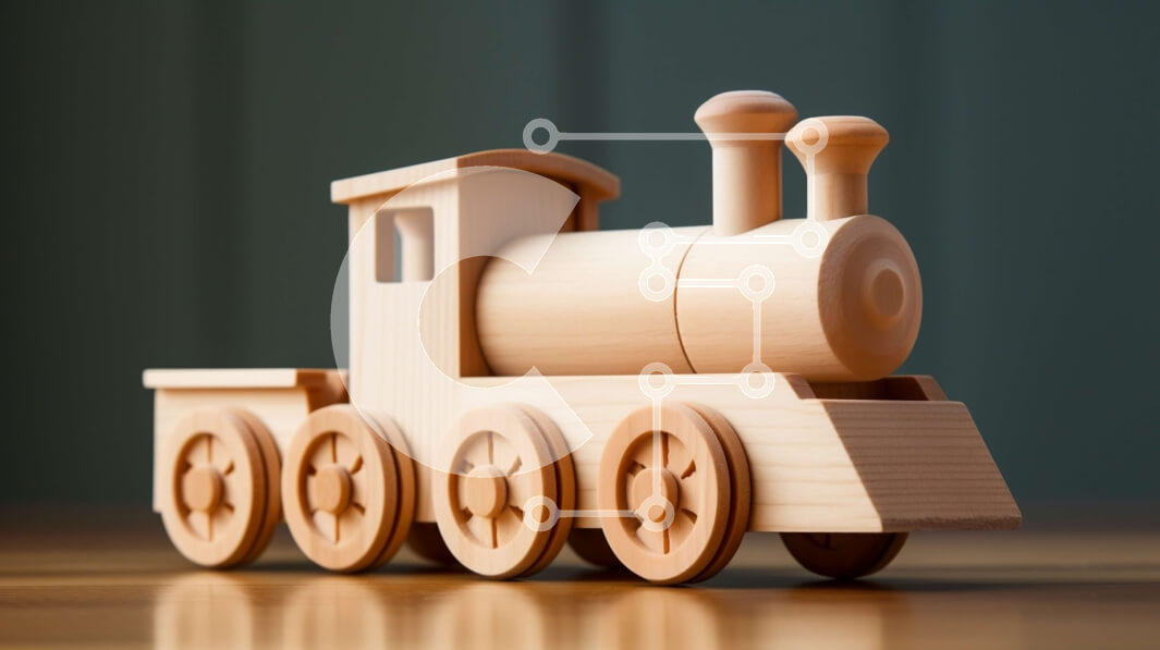 Intra Συλλεκτικό Ξύλινο Παζλ Plywood  4mm - Γοητευτική εικόνα ενός ξύλινου τρένου παιχνιδιού σε ένα ρουστίκ ξύλινο τραπέζι Σε Ξύλινο Κουτί - Διαστάσεις: 10x10 cm – 25 κομμάτια