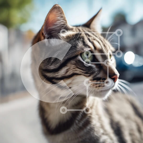 Intra Συλλεκτικό Ξύλινο Παζλ Plywood  4mm - Κοντινή όψη του προσώπου της ριγέ γάτας Σε Ξύλινο Κουτί - Διαστάσεις: 10x10 cm – 25 κομμάτια