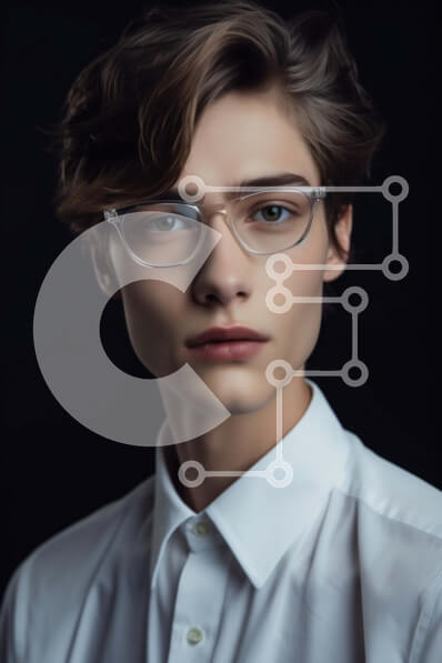 Intra Συλλεκτικό Ξύλινο Παζλ Plywood  4mm - Κομψός νεαρός άνδρας με γυαλιά Σε Ξύλινο Κουτί - Διαστάσεις Puzzle: 10x10 cm – 25 κομμάτια