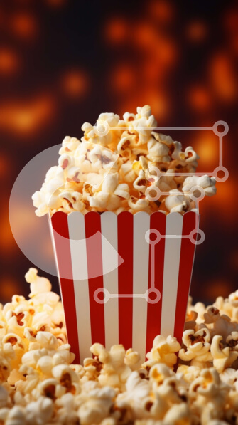 Intra Συλλεκτικό Ξύλινο Παζλ Plywood  4mm - Μπολ με ποπ κορν σε μια κόκκινη και λευκή ριγέ χάρτινη τσάντα σε σκούρο φόντο Σε Ξύλινο Κουτί - Διαστάσεις: 10x10 cm – 25 κομμάτια