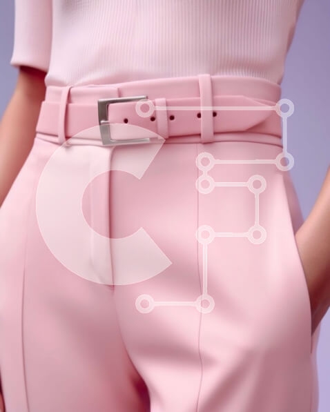 Intra Συλλεκτικό Ξύλινο Παζλ Plywood  4mm - Κομψή φωτογραφία μιας γυναίκας με ροζ παντελόνι και λευκό τοπ με αγκράφα για ζώνη Σε Ξύλινο Κουτί - Διαστάσεις Puzzle: 10x10 cm – 25 κομμάτια