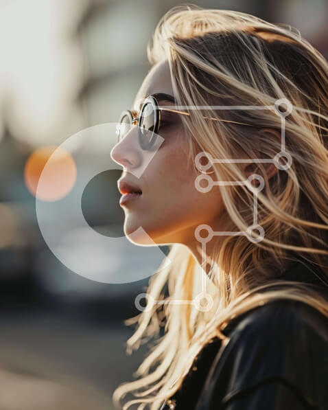 Intra Συλλεκτικό Ξύλινο Παζλ Plywood  4mm - Νεαρή γυναίκα που απολαμβάνει σε εξωτερικούς χώρους με θολό φόντο ηλιοβασιλέματος Σε Ξύλινο Κουτί - Διαστάσεις Puzzle: 10x10 cm – 25 κομμάτια