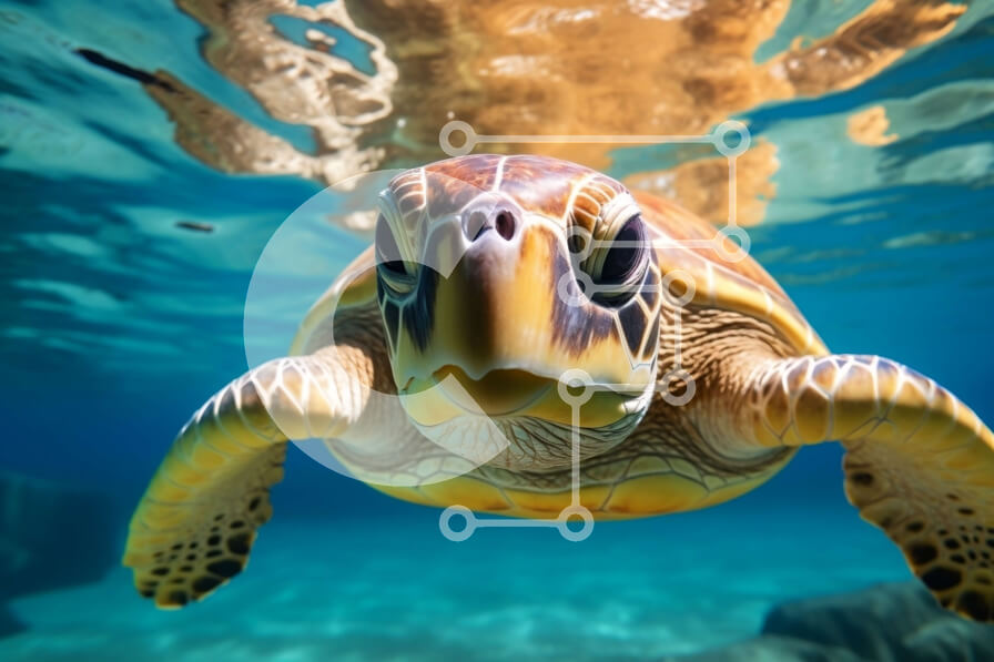 Σετ των 2 Intra Συλλεκτικό Ξύλινο Παζλ Plywood  4mm - Όμορφη εικόνα μιας θαλάσσιας χελώνας στο φυσικό της περιβάλλον Σε Ξύλινο Κουτί - Διαστάσεις: 10x10 cm – 25 κομμάτια