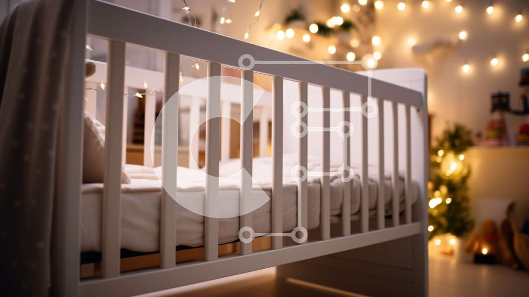 Intra Συλλεκτικό Ξύλινο Παζλ Plywood  4mm - Λευκή βρεφική κούνια σε μινιμαλιστικό παιδικό σταθμό Σε Ξύλινο Κουτί - Διαστάσεις Puzzle: 10x10 cm – 25 κομμάτια