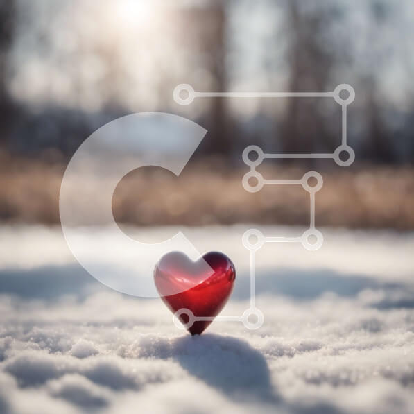 Intra Συλλεκτικό Ξύλινο Παζλ Plywood  4mm - Κόκκινη καρδιά στο χιόνι σε μια χειμερινή χώρα των θαυμάτων Σε Ξύλινο Κουτί - Διαστάσεις: 10x10 cm – 25 κομμάτια