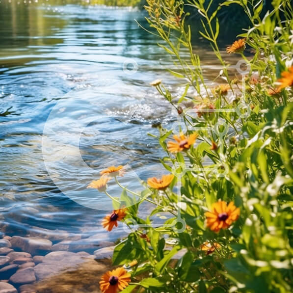 Intra Συλλεκτικό Ξύλινο Παζλ Plywood  4mm - Όμορφο τοπίο με ποτάμι και αγριολούλουδα Σε Ξύλινο Κουτί - Διαστάσεις: 10x10 cm – 25 κομμάτια