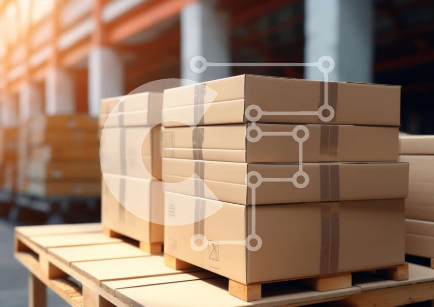 Intra Συλλεκτικό Ξύλινο Παζλ Plywood  4mm - Κουτιά από χαρτόνι σε ξύλινες παλέτες σε βιομηχανική αποθήκη Σε Ξύλινο Κουτί - Διαστάσεις Puzzle: 10x10 cm – 25 κομμάτια