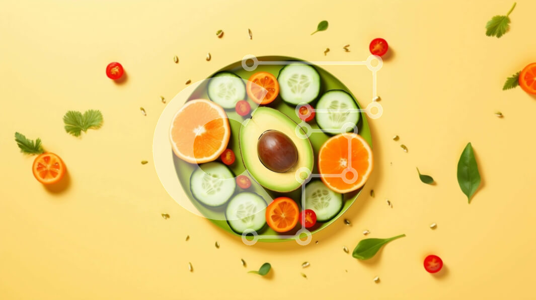 Σετ των 2 Intra Συλλεκτικό Ξύλινο Παζλ Plywood  4mm - Πιάτο με διάφορα φρούτα και λαχανικά Σε Ξύλινο Κουτί - Διαστάσεις: 10x10 cm – 25 κομμάτια