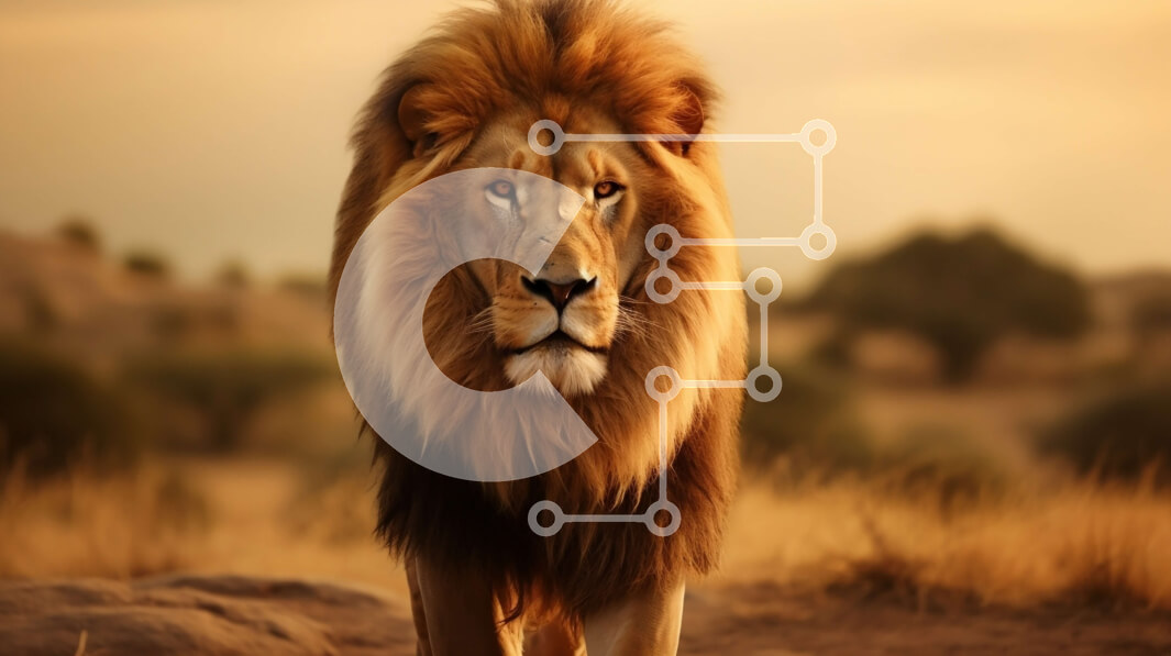 Intra Συλλεκτικό Ξύλινο Παζλ Plywood  4mm - Όμορφη εικόνα ενός λιονταριού στην άγρια ​​φύση Σε Ξύλινο Κουτί - Διαστάσεις: 10x10 cm – 25 κομμάτια