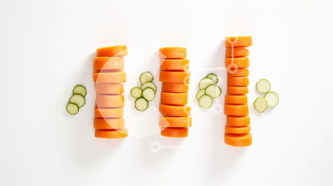 Σετ των 2 Intra Συλλεκτικό Ξύλινο Παζλ Plywood  4mm - Ανάποδη Τριγωνική Σαλάτα Καρότο και Αγγούρι Σε Ξύλινο Κουτί - Διαστάσεις: 10x10 cm – 25 κομμάτια