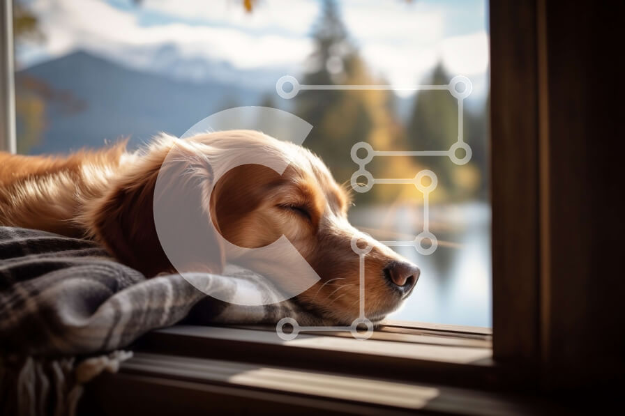 Σετ των 2 Intra Συλλεκτικό Ξύλινο Παζλ Plywood  4mm - Άνετη εικόνα ενός σκύλου που κοιμάται σε έναν καναπέ με θέα στο βουνό Σε Ξύλινο Κουτί - Διαστάσεις: 10x10 cm – 25 κομμάτια