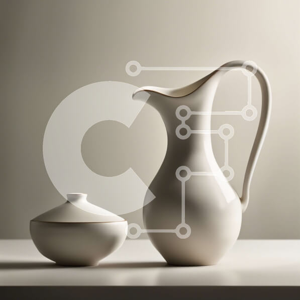 Intra Συλλεκτικό Ξύλινο Παζλ Plywood  4mm - Όμορφη λευκή κεραμική στάμνα και μπολ σε ένα τραπέζι Σε Ξύλινο Κουτί - Διαστάσεις Puzzle: 10x10 cm – 25 κομμάτια