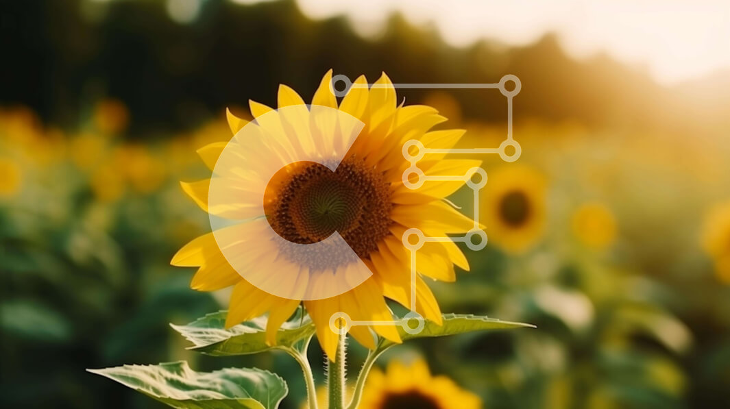 Intra Συλλεκτικό Ξύλινο Παζλ Plywood  4mm - Φωτεινός ηλίανθος στο ανοιχτό πεδίο Σε Ξύλινο Κουτί - Διαστάσεις: 10x10 cm – 25 κομμάτια